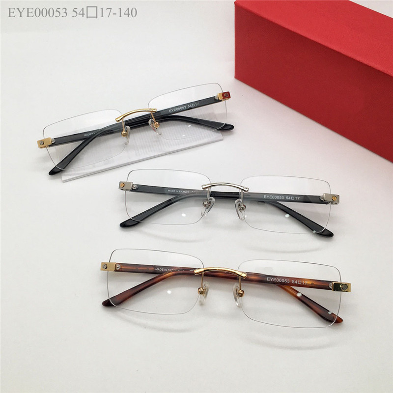 Nya modedesign Optiska glasögon 00053 Klassisk fyrkantig ram Rimlös lins Män och kvinnor Egyar Simple Business Style Clear Lenses Gelglas