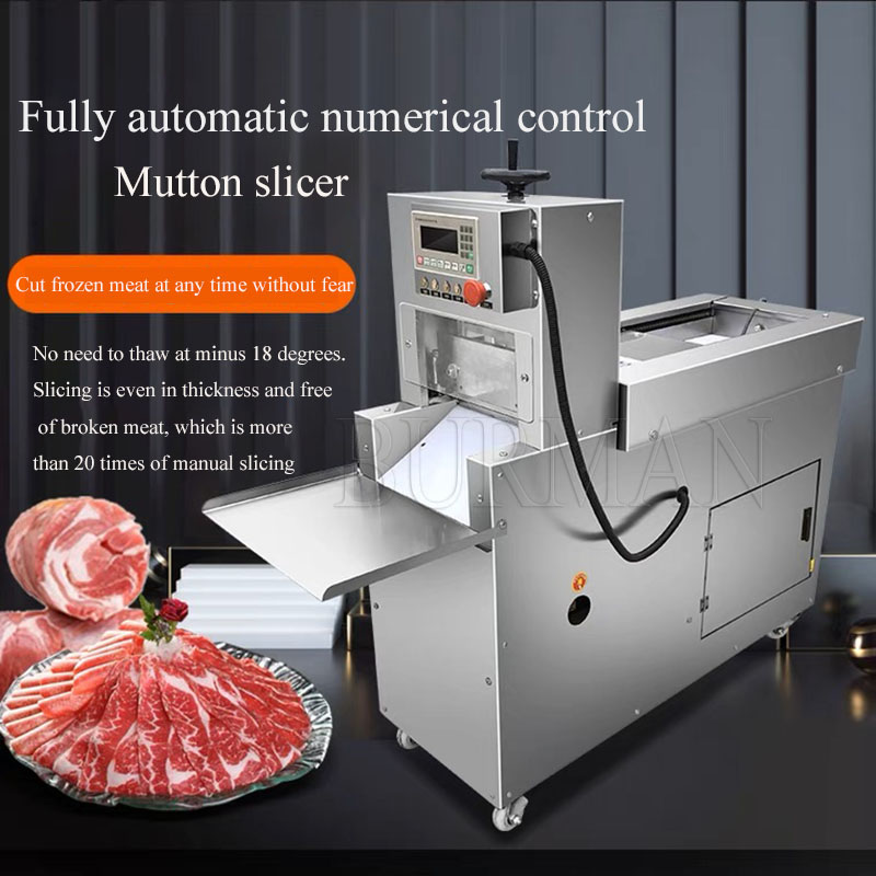 Commercial Automatic CNC Double Four Cut Mutton Roll Machine Electric Beef Meat Slicer Kitchen Tools