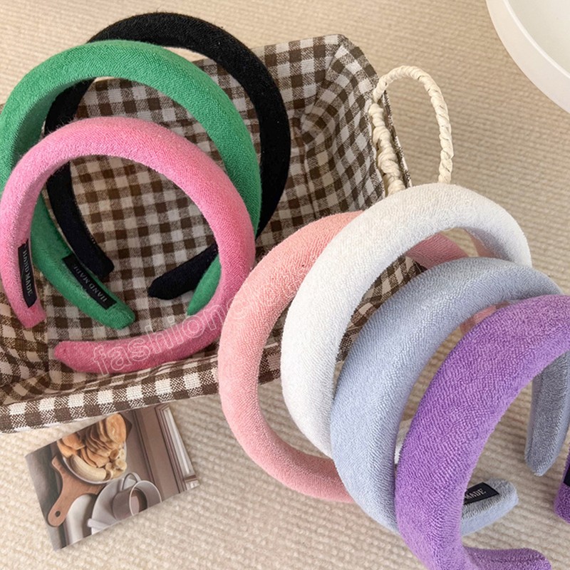 Gentle Korean Style Womans Hairbands Girl Sweet Plush Sponge Headband Hair Hoop Fashion Simple Folic Color Hair Accessory