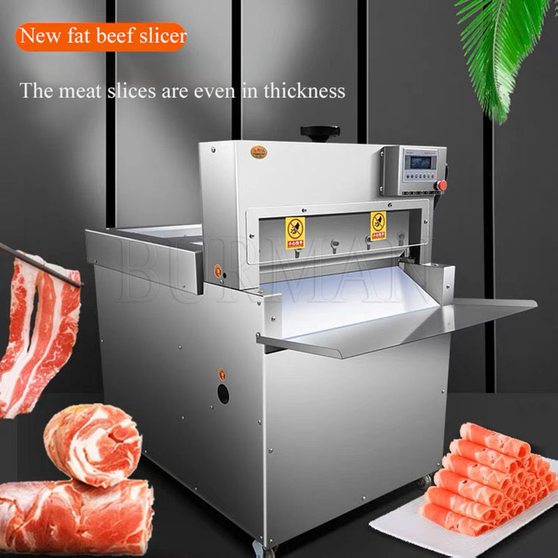 New Commercial CNC Double Four Cut Mutton Roll Machine Electric Lamb Beef Freezing Meat Slicer For Sale