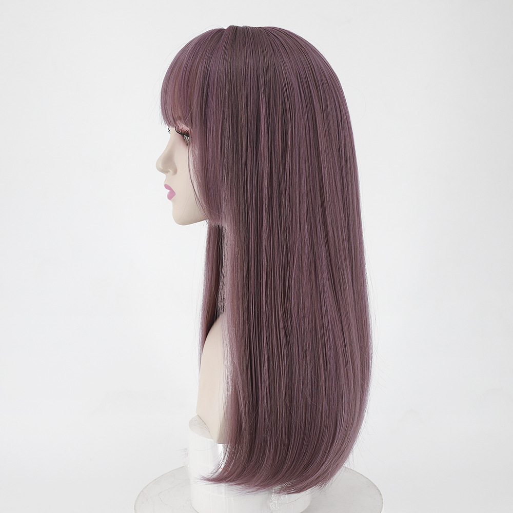 Hot Selling Princess Cut Bangs full huvudbonad Långt rakt hår HIME CUT SYNTETISK WIG MULTI COLAL Valfritt, dagligen, cosplay