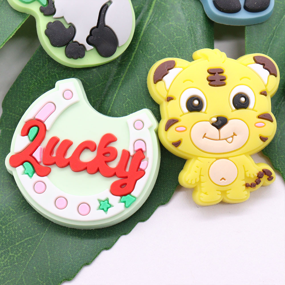 Wholesale PVC Kawaii Animal Panda Koala Tiger Sandals Buckle Shoe Charms Boys Girls Decorations For Button Clog Backpack