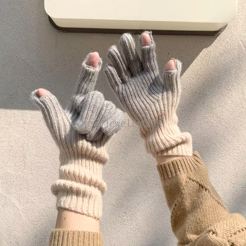 Mitaines tricotées pour écran tactile, dégradé créatif, pour femmes et hommes, gants chauds épais pour cyclisme en plein air, hiver