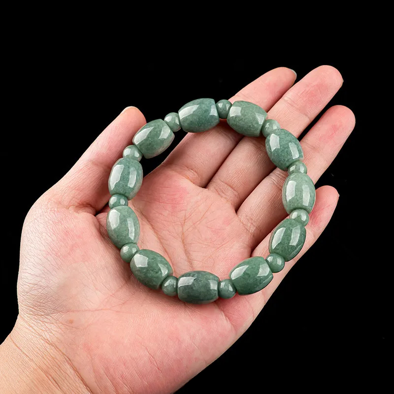 Natural Jade Bead Bracelets Jewelry Gift Real Carved Vintage Charm Green Talismans Emerald