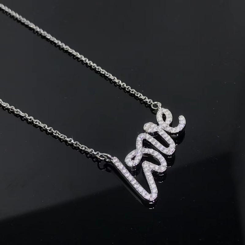 Novo designer de moda colar rosa ouro prata carta diamante colares para mulheres designer jóias presente