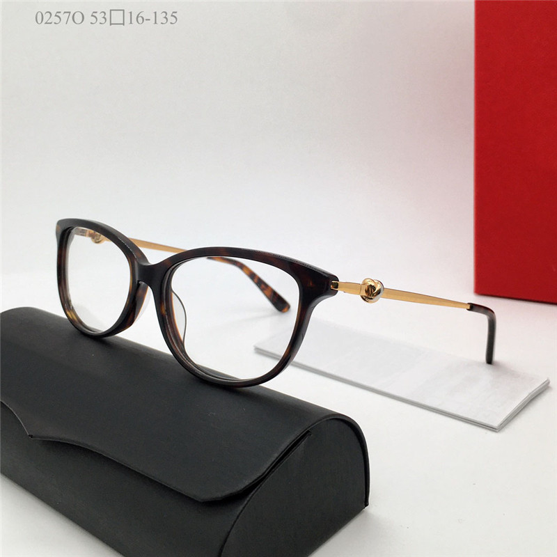 Nouvelle vente de lunettes à lentilles claires monture en acétate œil de chat classique hommes et femmes lunettes optiques lunettes de style simple et polyvalent modèle 0257O