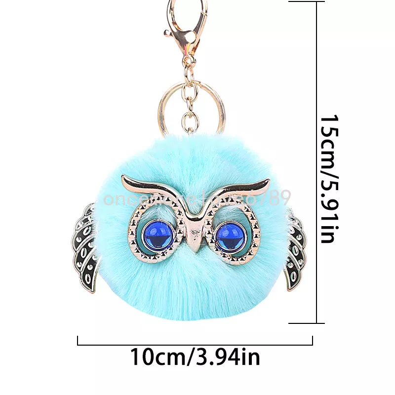 Kawaii Faux Pompom Fur Owl Keychain Women Handbag Wallet Charms Cute Animal Plush Pendant With Keyring Backpack Ornaments Gifts