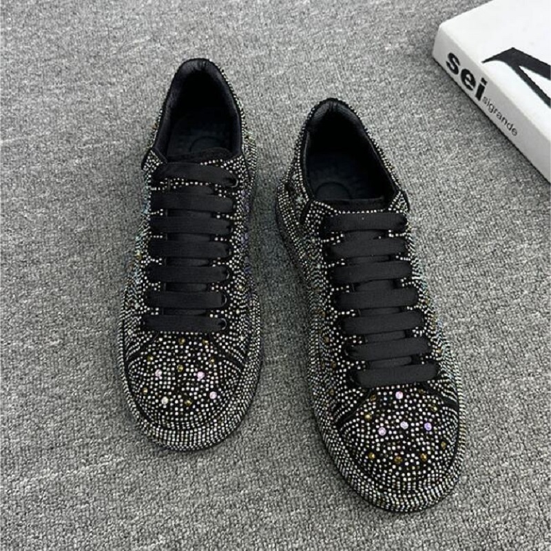 Luxury Designer Fashion Men's Red Black Rhinestone Platform Shoes Causal Flats Moccasins Male Rock Hip-hop Walking Sneakers 10A4