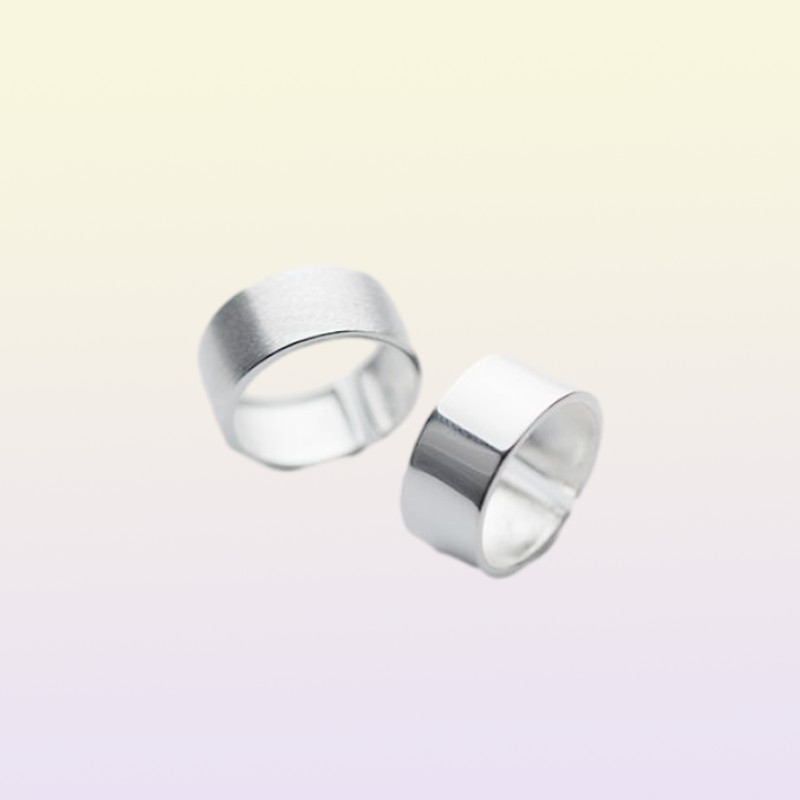 Bague à bande large de 9MM polie et brossée, en argent Sterling 100 REAL925, bijoux fins réglables, 1 pièce, GTLJ1289 Y181025109858436