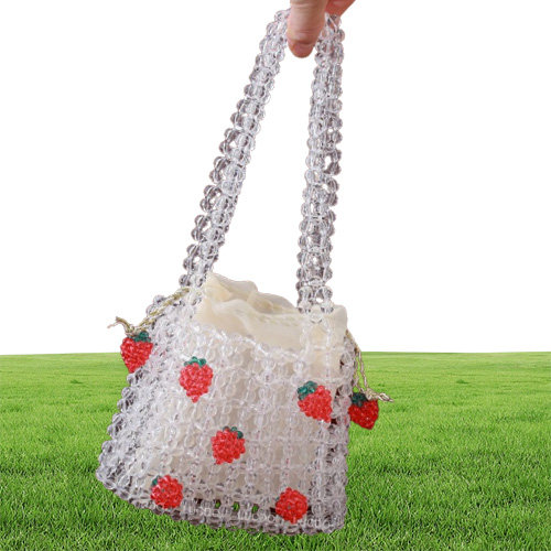 Evening Bags Clear Crystal Girl Diy Beaded Woven Handbag Retro Orange Soda Bag For Women 2022 Handmade Gift Lady9062948