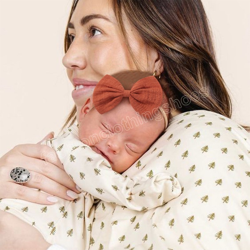 Bandeau doux pour nouveau-né, couleur unie, avec nœud papillon, pour bébé en bas âge, couvre-chef quotidien décontracté, accessoires de cheveux pour enfants