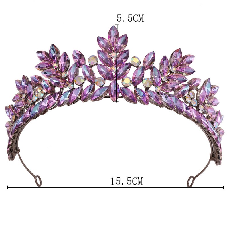 Bolenning Purple Ab Crystal Bridal Tiaras Crown Rhinestone Kołnierze nakrycia głowy