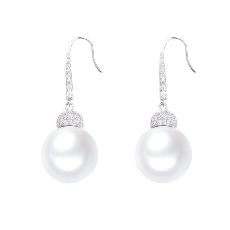 Elegante charme imitação de pérola brinco designer para mulher branco aaa zircônia cúbica cobre prata orelha gancho brincos de diamante moda feminina jóias presente do dia dos namorados