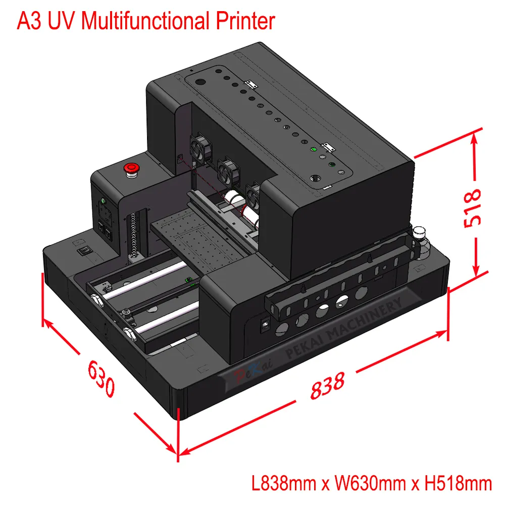 A3 DTF UV-printerkit A3 UV-laserprinter Functie 6 kleuren voor glazen flessenprinter