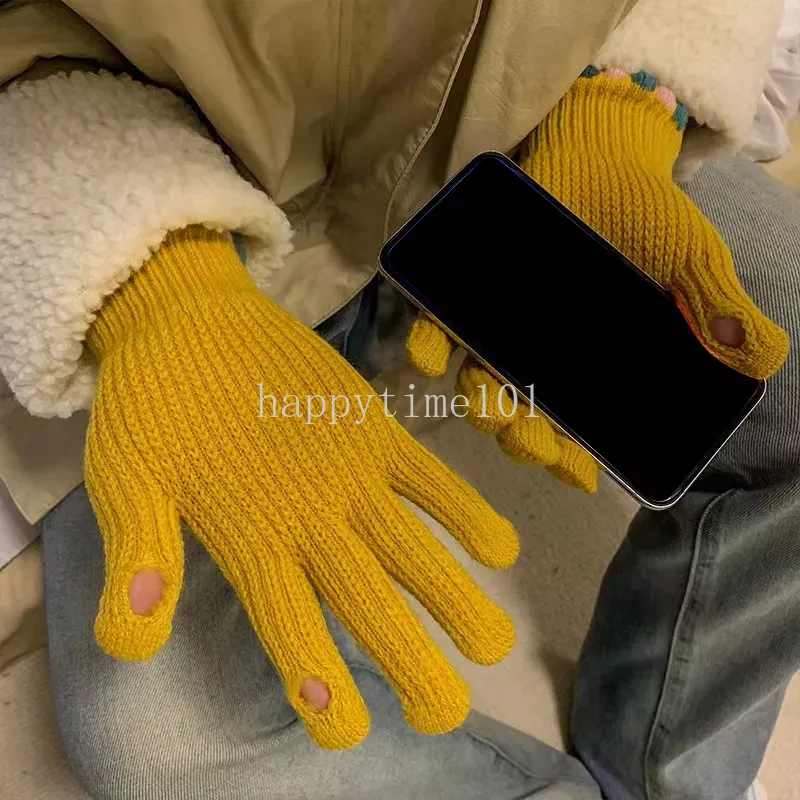 Nuovi guanti lavorati a maglia da donna autunno inverno Guanti touch screen scaldamani con dita intere Studenti unisex che guidano guanti da scrittura
