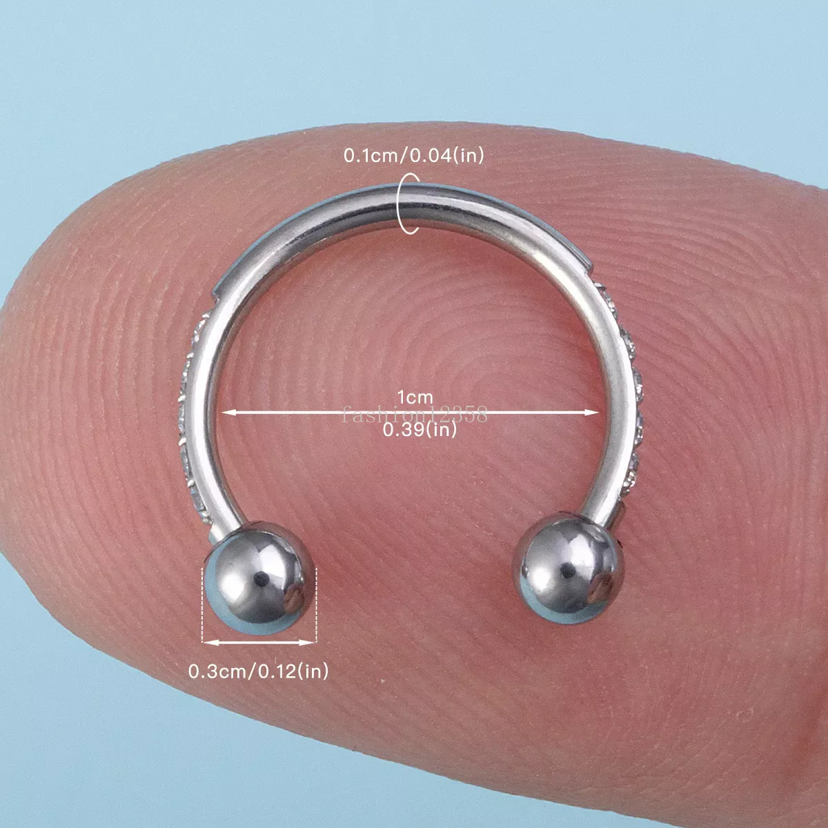 Zircon Hoop Nose Ring Septum Piercing Earrings BCR Cartilage Tragus Helix Stud Circular Ear Horseshoe for Women Body Jewelry