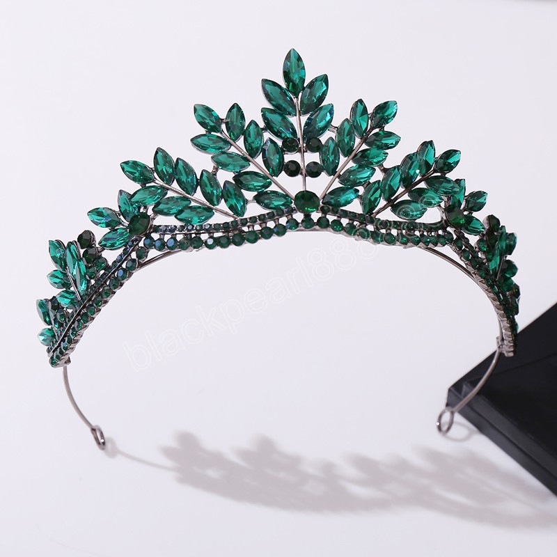Principessa verde opale cristallo diademi nuziali corone di lusso elegante copricapo diadema gioielli abiti da sposa