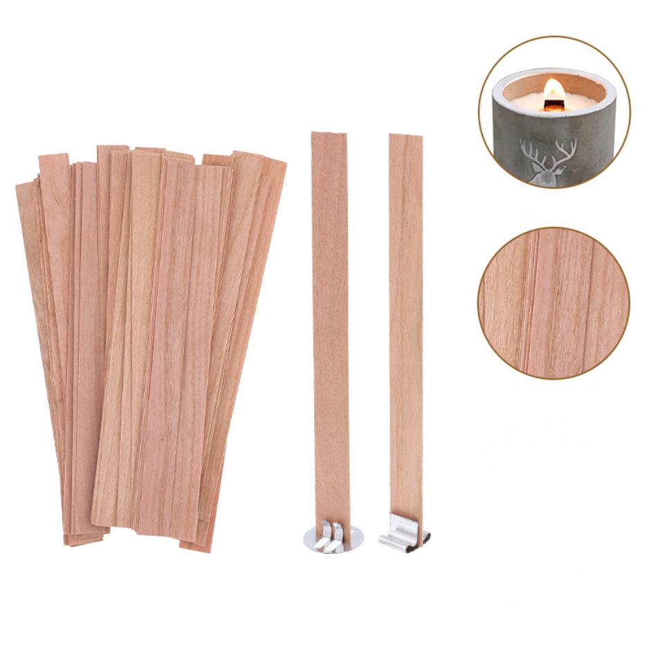 Multi Size Wood Candle Wicks With Iron Stand Diy Natural Candle Cores For Birthday Party Valentine's Day Candles Accessorie SN4471