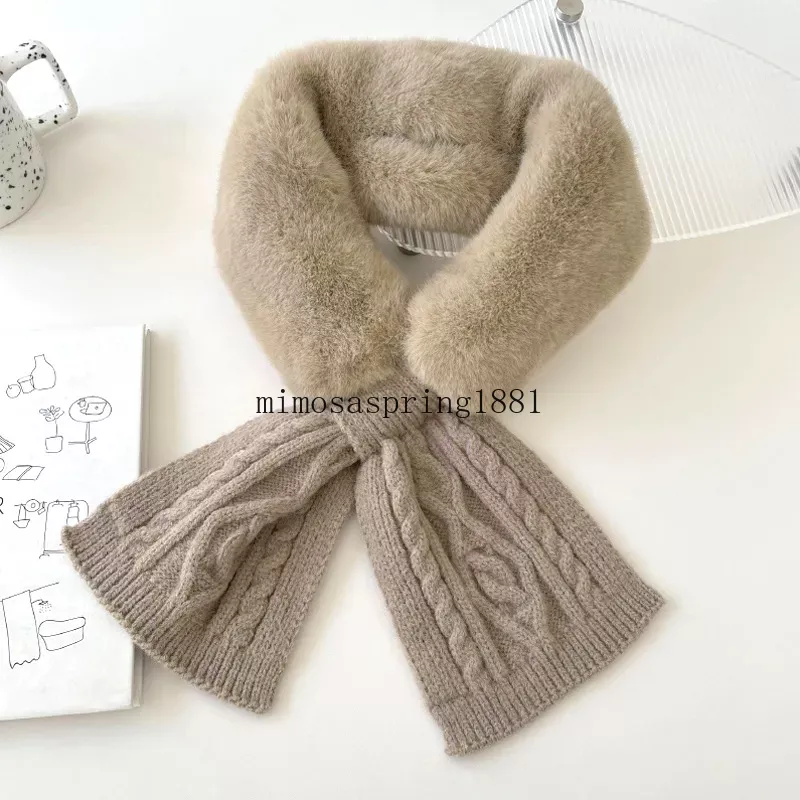 Winter New Scarf Women Warm Thicken Fluffy Woolen Knitting Cross Collar Neck Scarf Shawl Soft Plush Snood Scarves