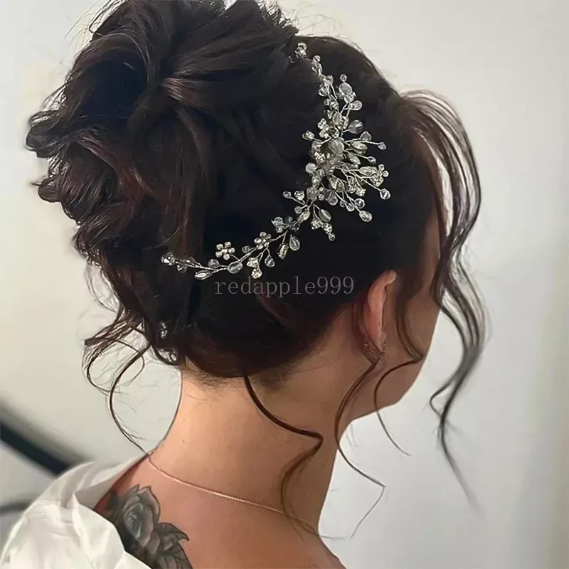 Joyería para el cabello de cristal para novia, diadema lujosa con diamantes de imitación brillantes, horquillas para fiesta de boda, accesorios para el cabello a la moda