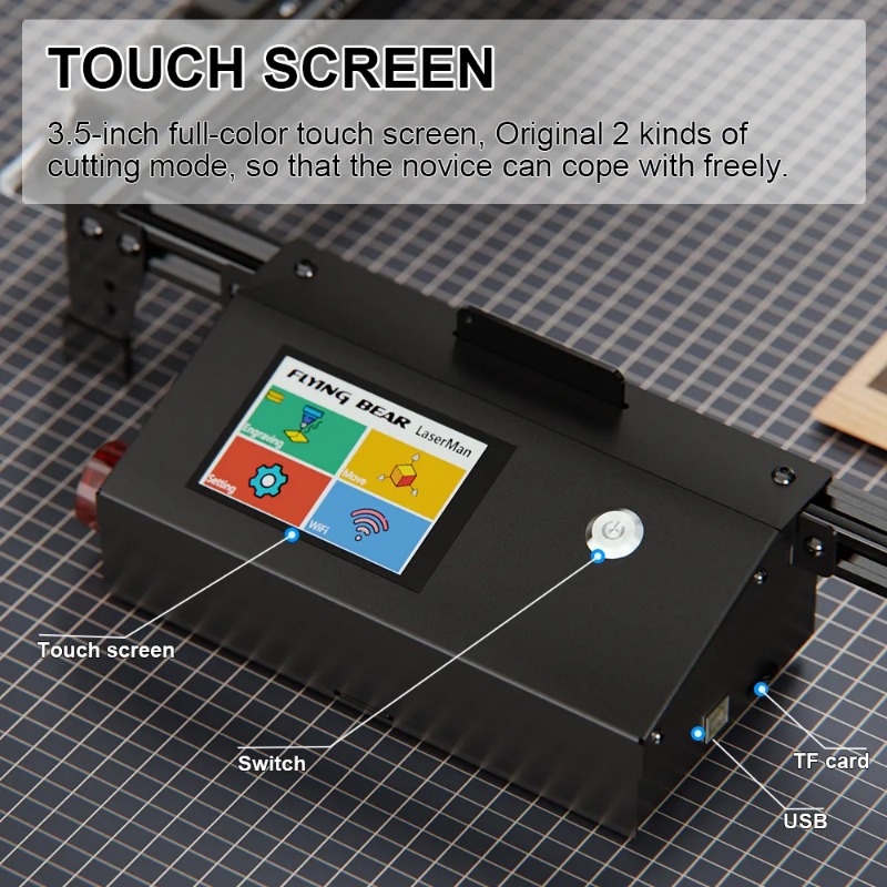 FLYING BEAR LaserMan Laser Engraving Cutting Machine with Airmate Assist Filter for WiFi-Connection Engraver