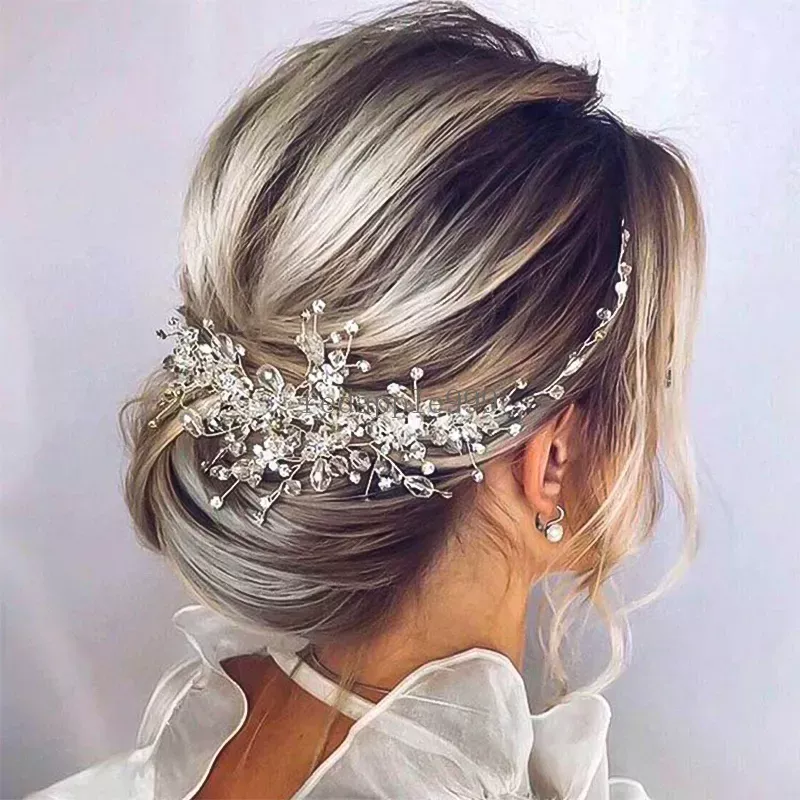 Joyería para el cabello de cristal para novia, diadema lujosa con diamantes de imitación brillantes, horquillas para fiesta de boda, accesorios para el cabello a la moda