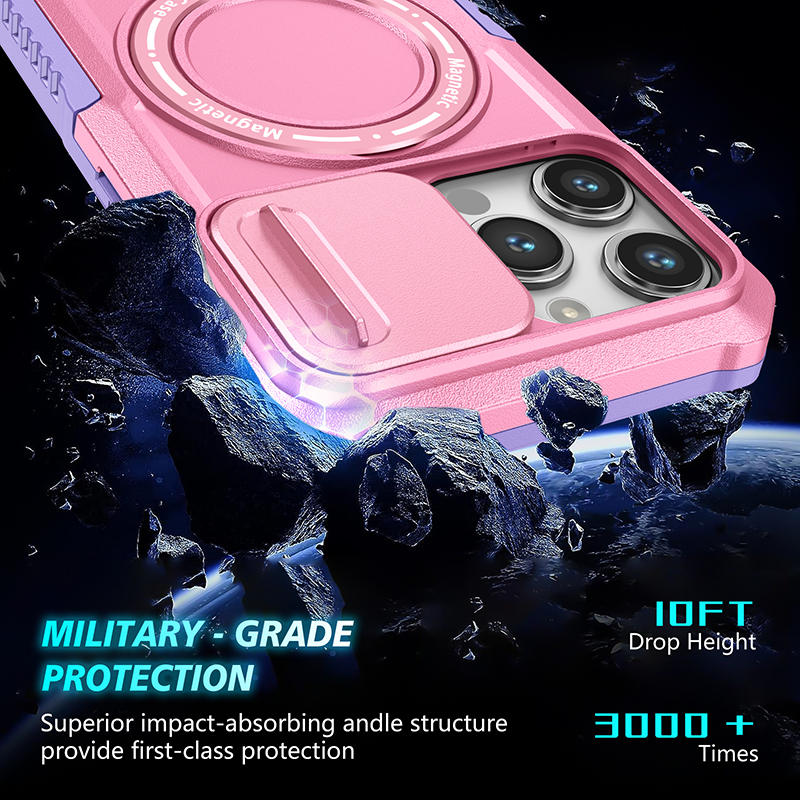 iPhone 15 Pro Max 14 Plus 13 12 11 Promax Heavy Duty Shopproof Magnetic Kickstand Phone Cases Shell 용 슬라이딩 카메라 디자이너 휴대 전화 케이스