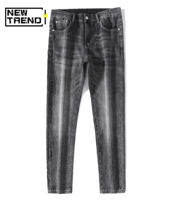 Jeans masculinos designer de alta qualidade verão fino preto cinza jeans moda masculina simples e versátil ajuste fino elástico calças retas akat