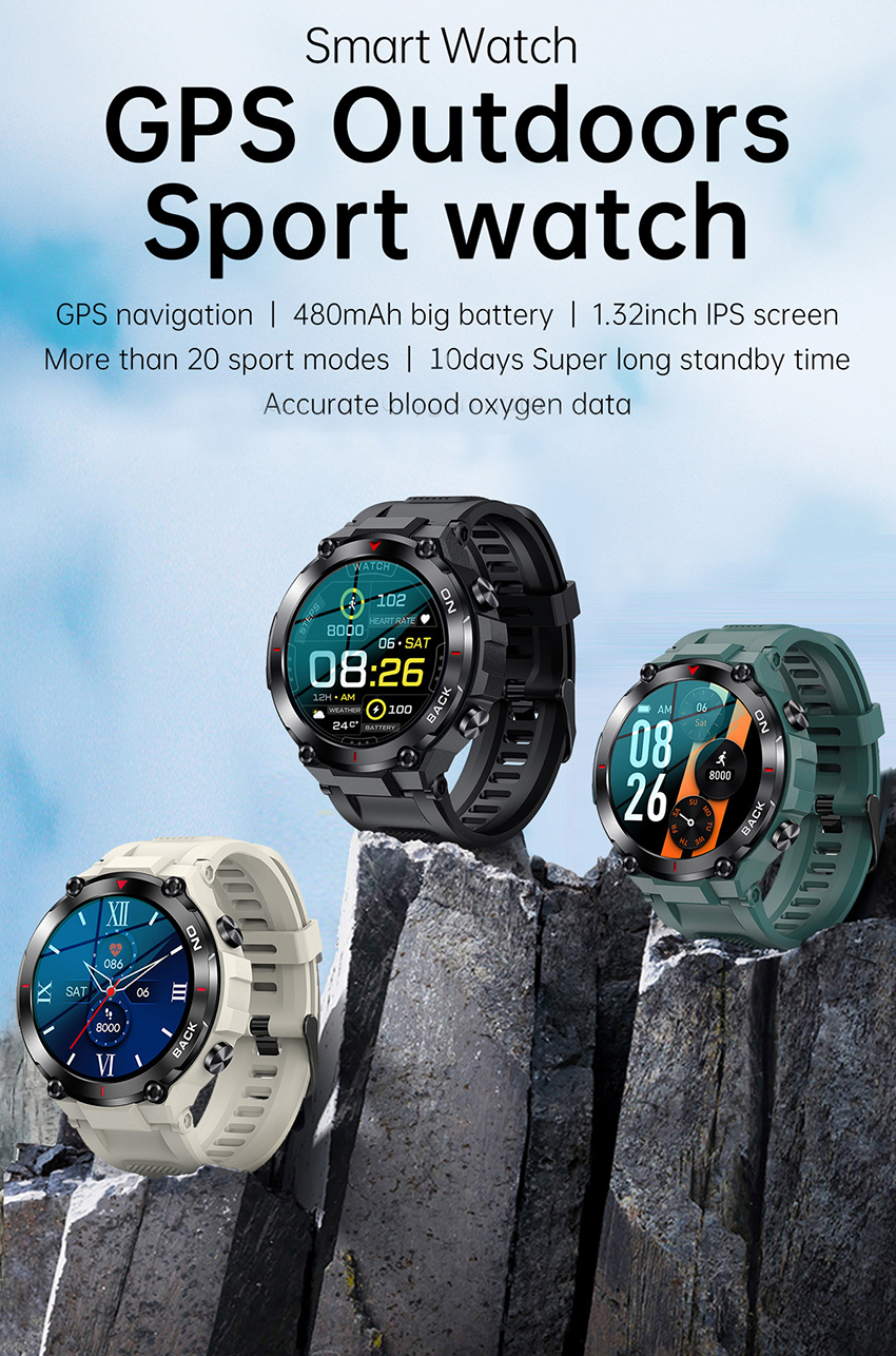 Gps relógio inteligente masculino mais novo esportes ao ar livre relógios à prova dwaterproof água de fitness 24 horas monitor de freqüência cardíaca oxigênio no sangue smartwatch para xiaomi
