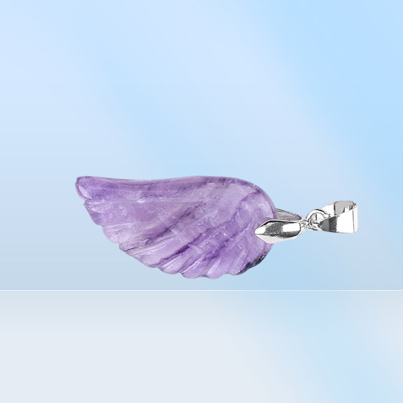 CSJA Angel Wing Pendant Carved Feather Natural Stone Amethyst Lapis Lazuli Butterfly Crystal Gemstone Men Women Love Jewelry Handm1538088