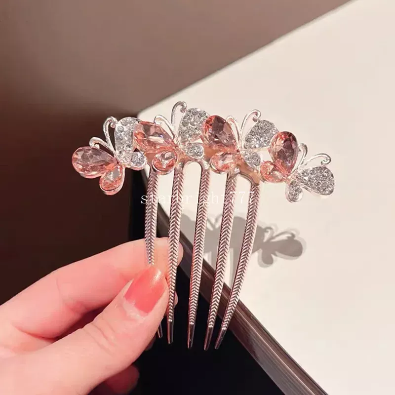 Stile coreano strass farfalla colorato ornamento capelli forcella capelli adulti pettine capelli squisito accessori la testa del copricapo di moda