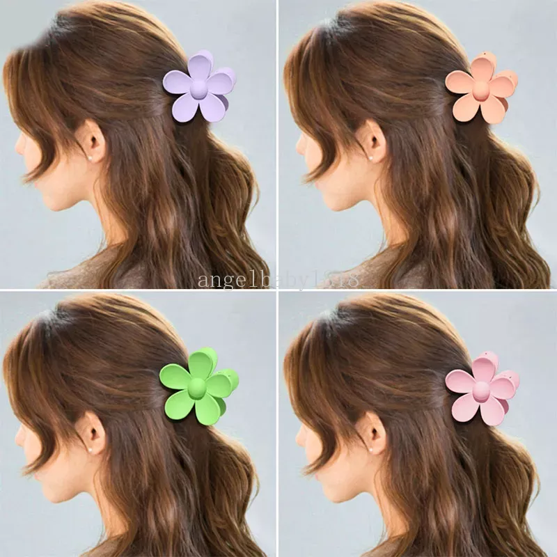 Flower Shaped Hair Claw Candy Color Frosted Hair Clip Acrylic Hairpin Barrette Hair Clamp Crab Women Hair Accessoires