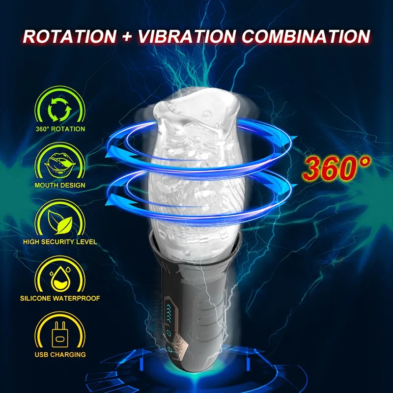 Automatyczne 360 ​​rotacji wibracje rotacja męska masturbator kubek automatyczne ręczne doustne ssanie masturbacja dla mężczyzny