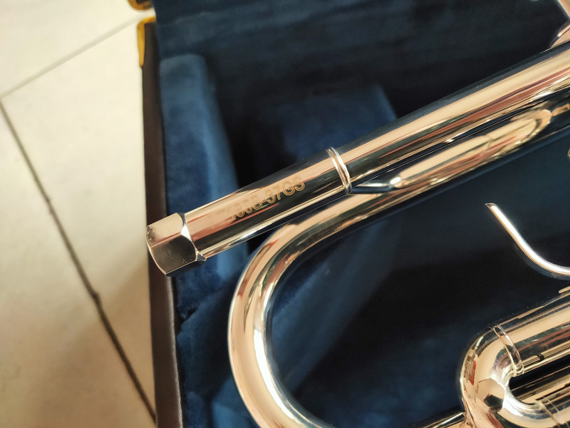 LT190S-37GS Trompeta Bb de latón Instrumentos musicales chapados en plata de alta calidad Exquisita trompeta plana B tallada a mano con boquilla 00