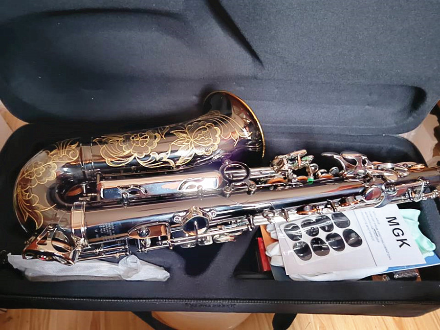 Sassofono contralto Mark VI marca nichel nero strumento musicale professionale e sax piatto fiati molto resistenti con custodia accessori