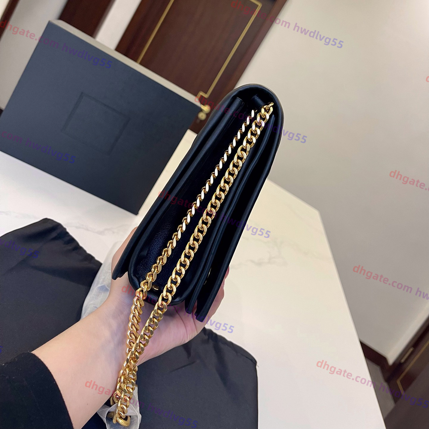 borsa a tracolla di design di lusso da donna borse da sera a tracolla Borsa con reticolo di diamanti di alta qualità catena dorata borsa Becky pochette in vera pelle
