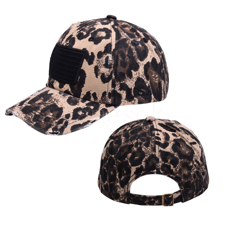 Baseballmössor broderad flaggförälder-child hästsvans cap leopard tryck kamouflage boll mössor sommar solskyddsmedel monogram solskade hatt df022