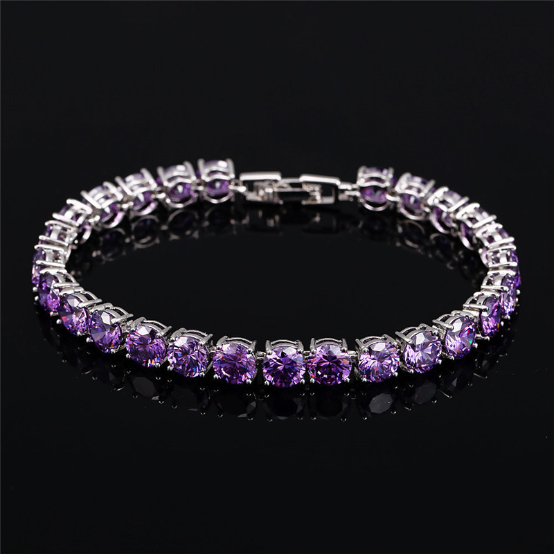 Mode Multicolore Diamant Tennis Bracelet Designer pour Femme Or 18 Carats AAA Zircone Cubique Cuivre Argent Bracelets Femmes Fiançailles Mariage Bijoux De Luxe