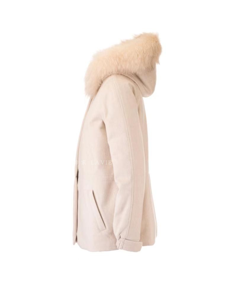 Chaquetas de mujer Invierno loro piana Casual Beign Cashmere Fur Abrigos con capucha