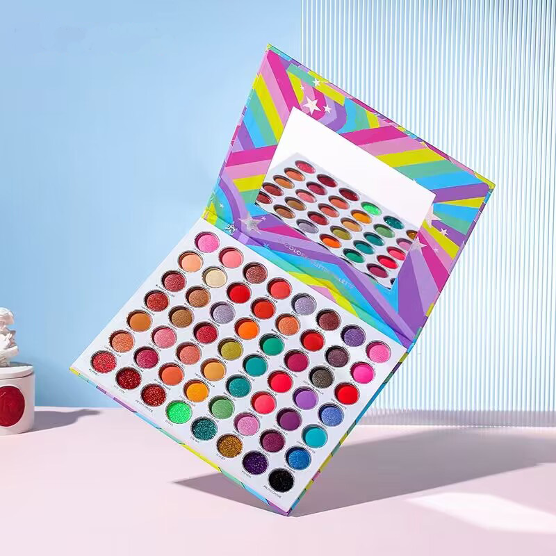 Paleta de sombras de 56 cores à prova d'água de longa duração Maquiagem altamente pigmentada Paleta de sombras de olhos foscas brilhantes Blendable Sparkle Glitter Eye Pressed Powder Palette