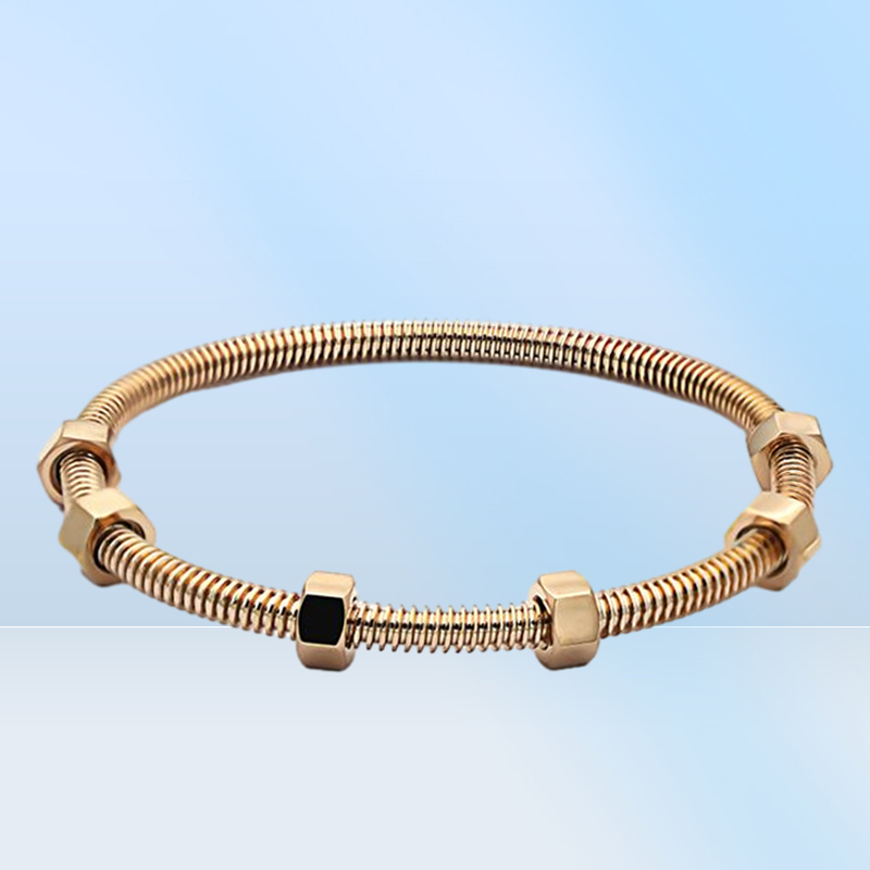 Pulsera de seis tornillos de acero de titanio para mujeres y hombres, pulsera de seis tuercas 5890779