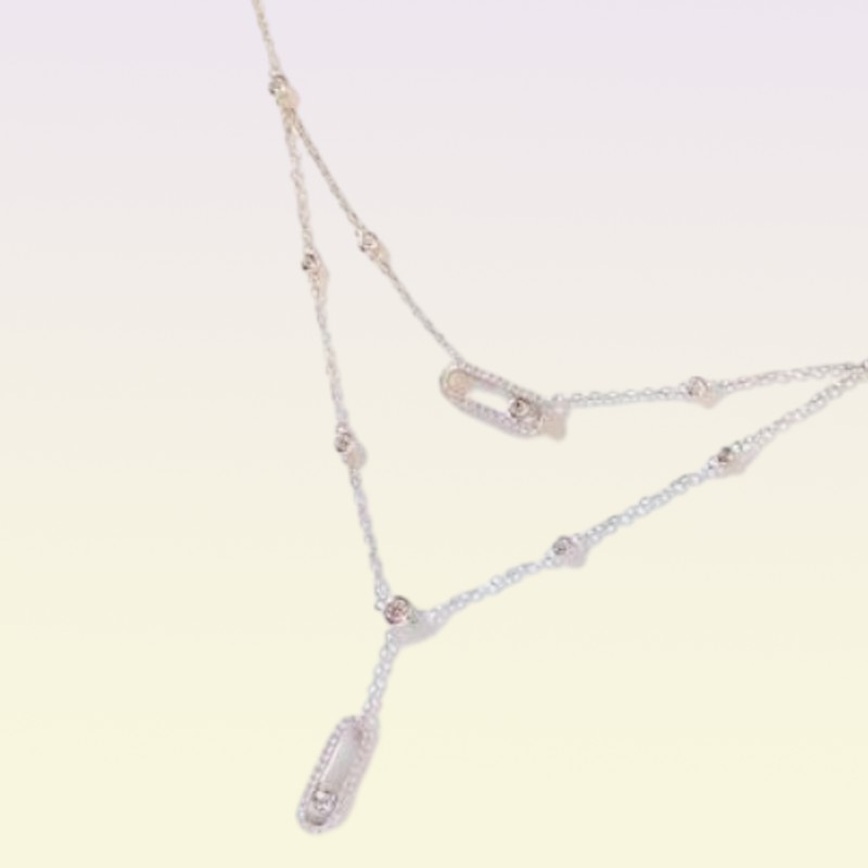 Women039s Halskette Bewegung Schmuck S925 Sterling Silber Abnehmbares Anhänger Halskette Modetemperament Doppel Silber Halskette