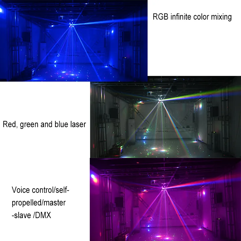 LED 3 teste 2 bracci teste mobili a ruota calda lampada rotante controllo vocale auto-camminamento KTV uso domestico camere luce laser tinta vendite calde