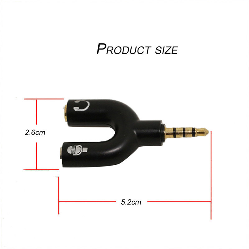 3,5 mm ljudsignalomvandlare en uppdelad i två U-formade pluggmikrofonkaraoke-omvandlare mobiltelefon hörlurar splitter