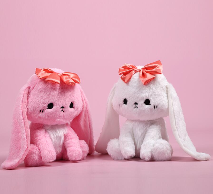 Poupée lapin à longues oreilles, jouets en peluche de dessin animé, vente en gros, cadeaux d'anniversaire pour enfants et filles