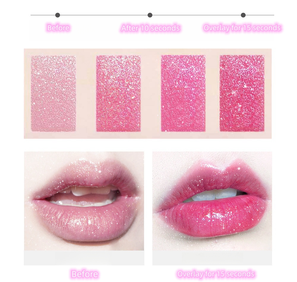 Rossetto Daimanpu Temperatura che cambia Rossetto Lady Idratante Glitter Colore che cambia Impermeabile Trucco rossetto sexy a lunga durata Nave libera