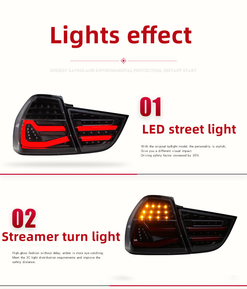 Auto Taillight For BMW 3 series E90 2009-2012 Taillights Rear Lamp LED DRL Signal Brake Reversing Parking Lights