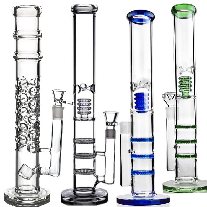 Big Tall Thick Glass Bongs Hookah Dab Oil Rigs Smoking Accessories Pipes Chicha Glass Water Pipes Recycler Bubbler 18MM Bowl