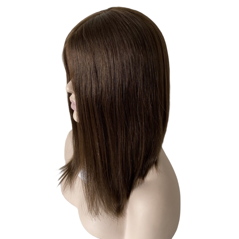 Perruques juives de la meilleure qualité 40,6 cm, cheveux humains vierges européens, couleur marron #4, perruque casher, densité 130 %, style Bob, 4 x 4, perruques juives en soie pour femme blanche