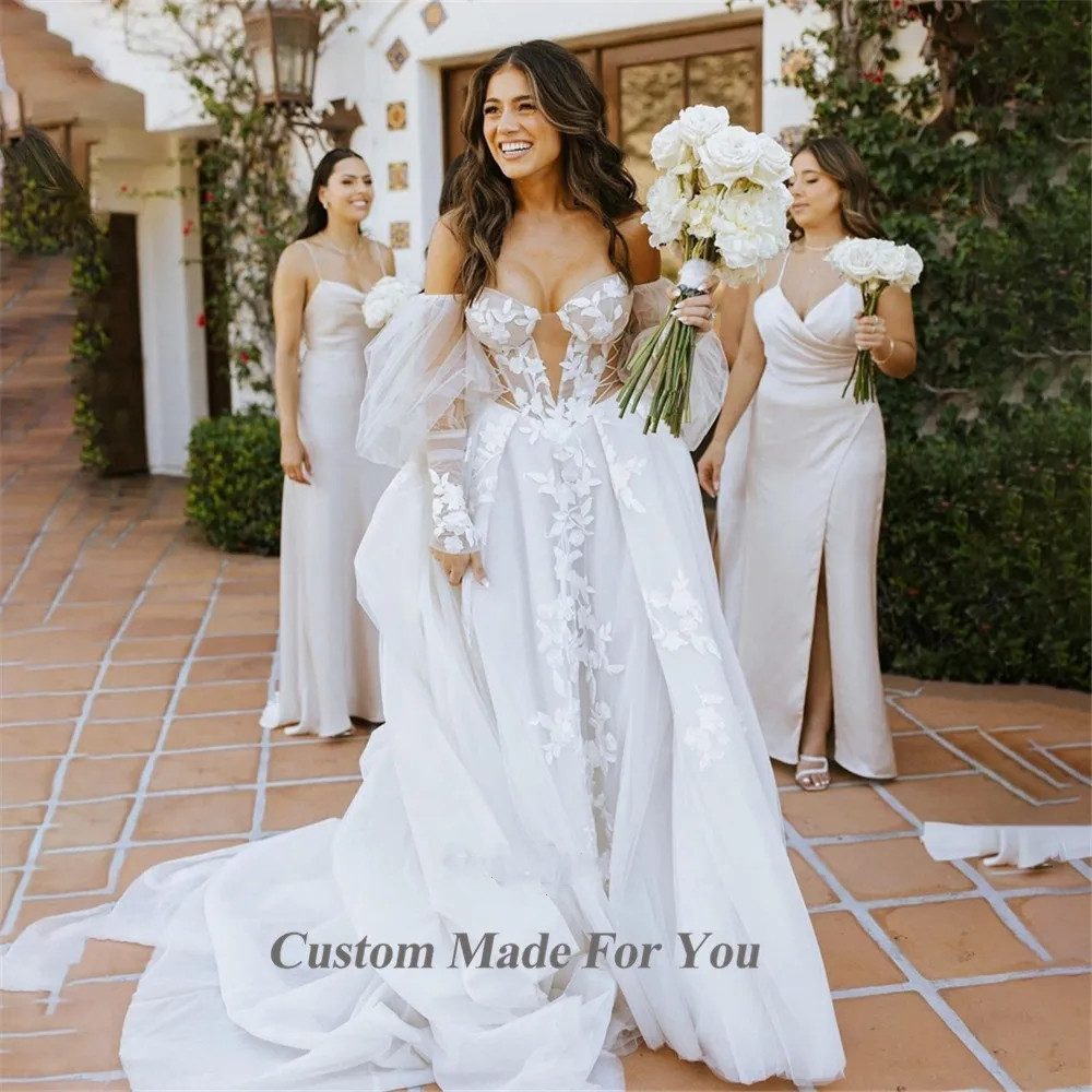 Abiti da sposa modesti taglie forti Matrimonio in spiaggia Chiffon A Line Lunghezza pavimento Spalline allacciate sul retro Semplice ed elegante Boho